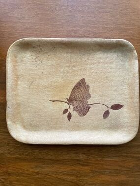 Handmade Ceramic Trinket Tray/Jewelry Holder with Butterfly